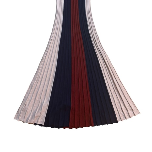 Adelyn Rae Knit Stripe Maxi Dress Long Sleeve Faux Wrap Pleated Skirt Women’s XS - Picture 3 of 15